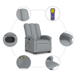 vidaXL Stand up Massage Recliner Chair Light Gray Fabric-4