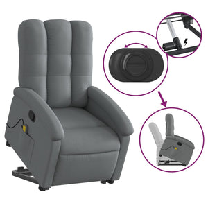 vidaXL Stand up Massage Recliner Chair Dark Gray Fabric-3