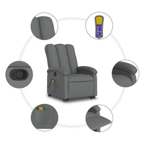 vidaXL Stand up Massage Recliner Chair Dark Gray Fabric-5