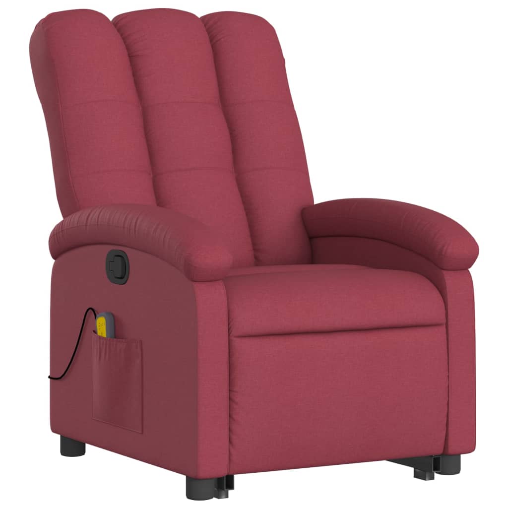 vidaXL Stand up Massage Recliner Chair Wine Red Fabric-7