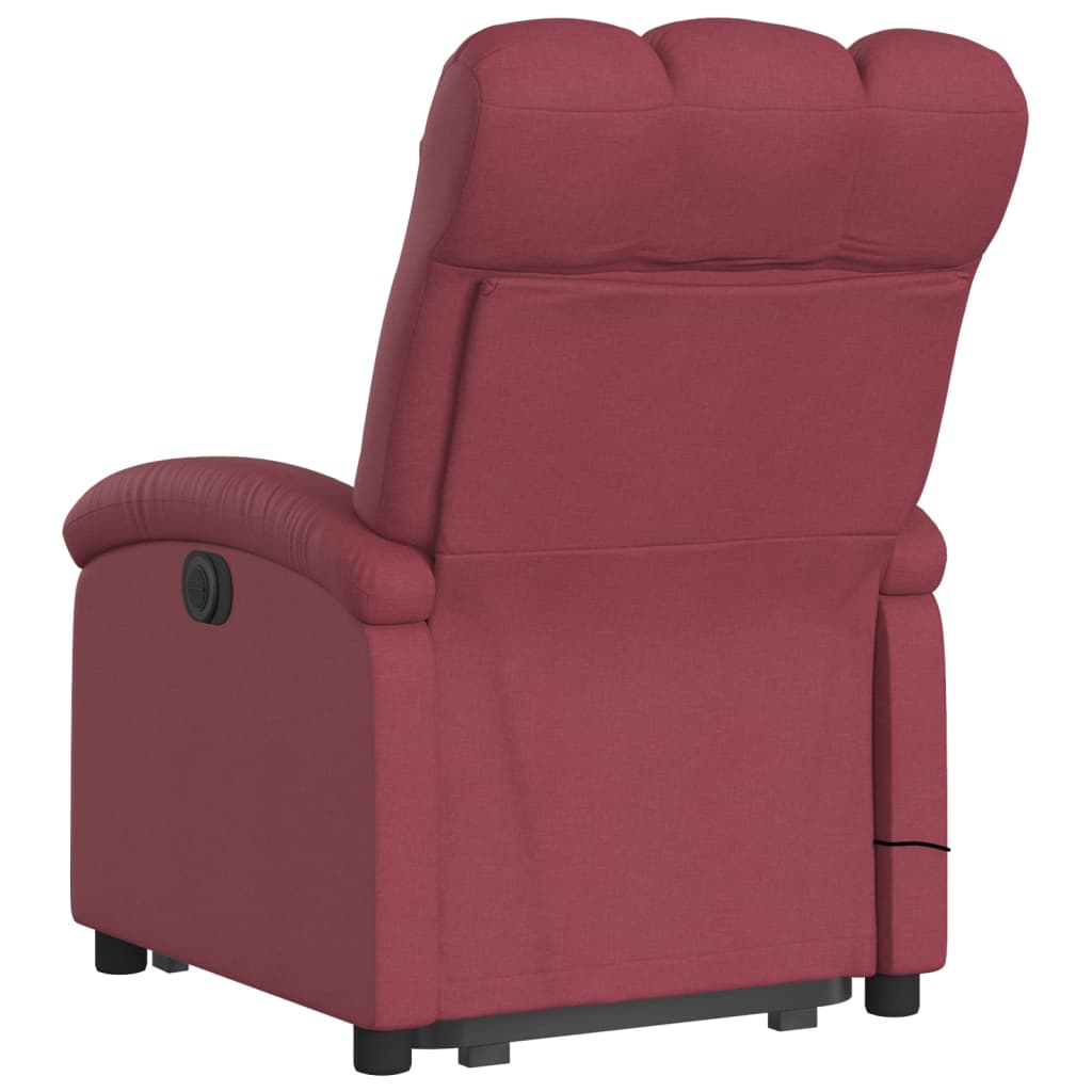 vidaXL Stand up Massage Recliner Chair Wine Red Fabric-0