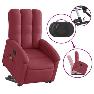 vidaXL Stand up Massage Recliner Chair Wine Red Fabric-1