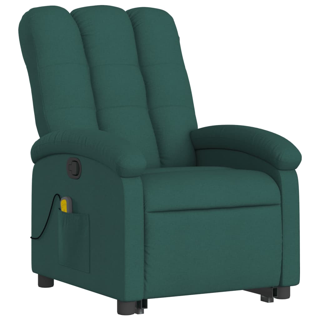 vidaXL Stand up Massage Recliner Chair Dark Green Fabric-1