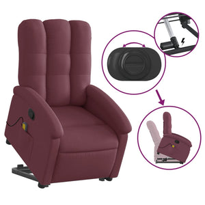 vidaXL Stand up Massage Recliner Chair Purple Fabric-3