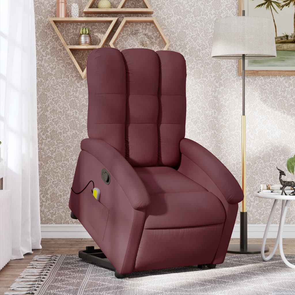 vidaXL Stand up Massage Recliner Chair Purple Fabric-0