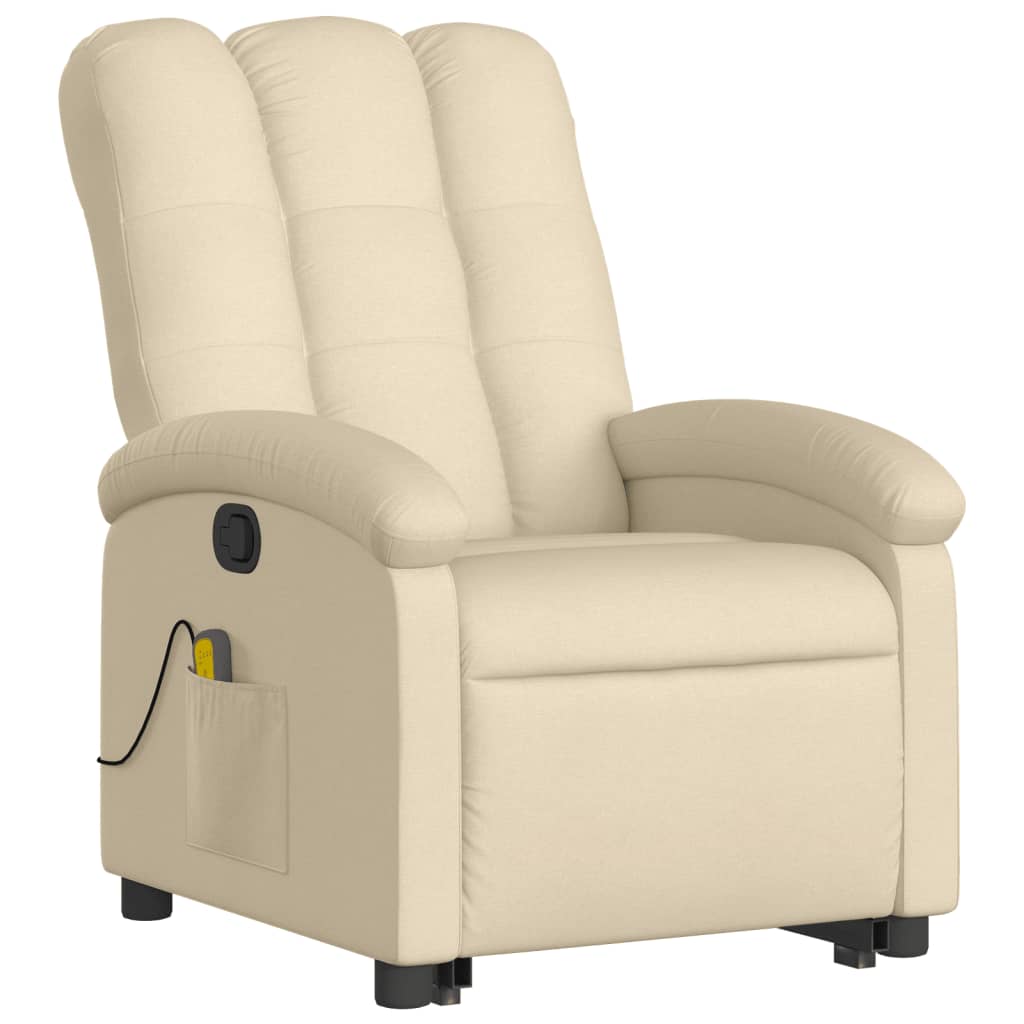 vidaXL Stand up Massage Recliner Chair Cream Fabric-1