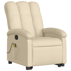 vidaXL Stand up Massage Recliner Chair Cream Fabric-1