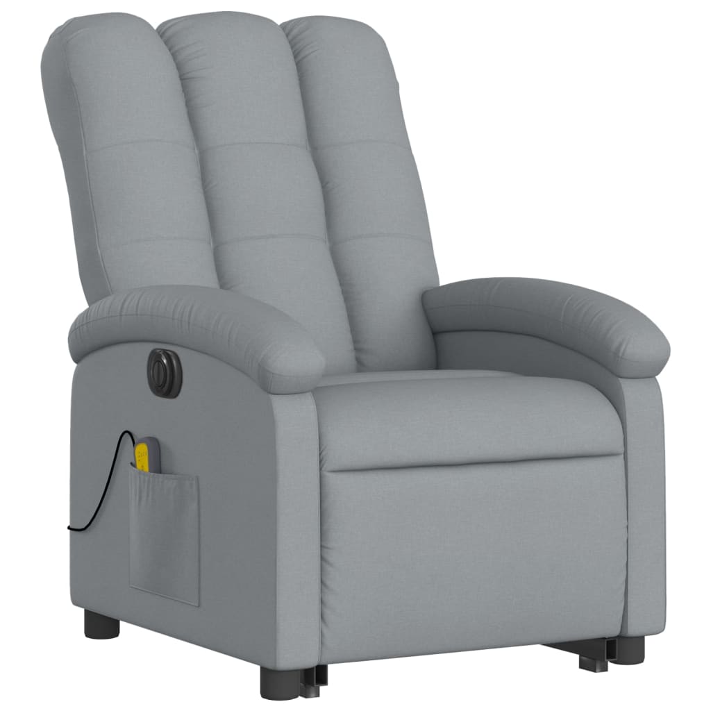 vidaXL Electric Stand up Massage Recliner Chair Light Gray Fabric-1