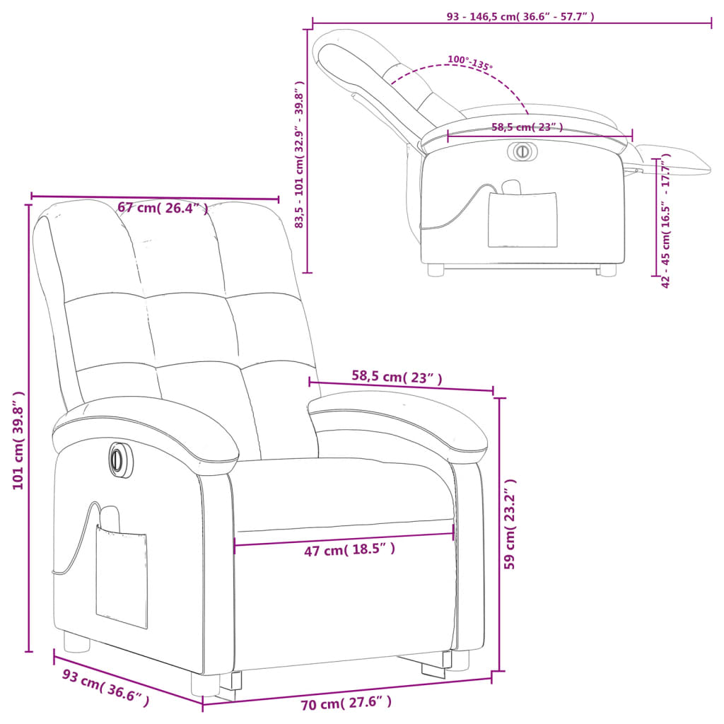 vidaXL Electric Stand up Massage Recliner Chair Light Gray Fabric-8