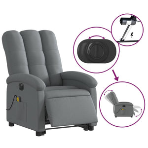 vidaXL Electric Stand up Massage Recliner Chair Dark Gray Fabric-3