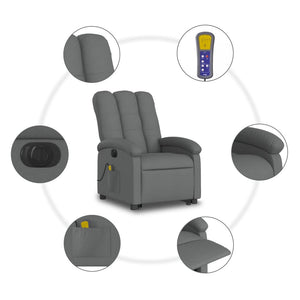 vidaXL Electric Stand up Massage Recliner Chair Dark Gray Fabric-5