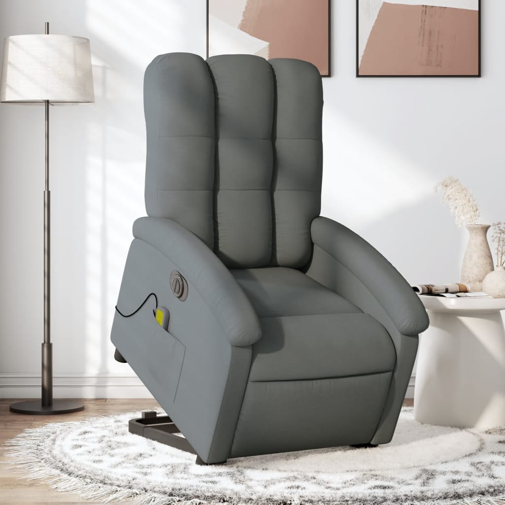 vidaXL Electric Stand up Massage Recliner Chair Dark Gray Fabric-0