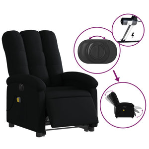 vidaXL Electric Stand up Massage Recliner Chair Black Fabric-3