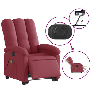 vidaXL Electric Stand up Massage Recliner Chair Wine Red Fabric-3