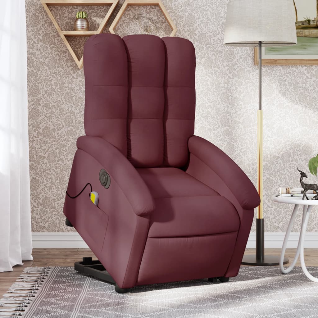 vidaXL Electric Stand up Massage Recliner Chair Purple Fabric-0