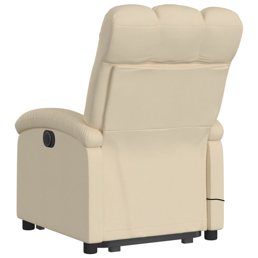 vidaXL Electric Stand up Massage Recliner Chair Cream Fabric-2