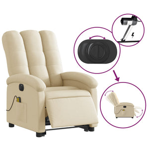 vidaXL Electric Stand up Massage Recliner Chair Cream Fabric-3