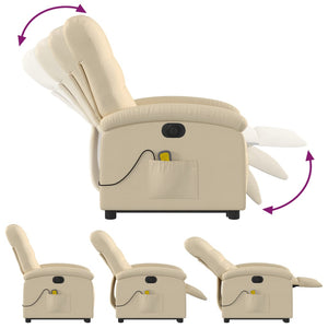 vidaXL Electric Stand up Massage Recliner Chair Cream Fabric-4