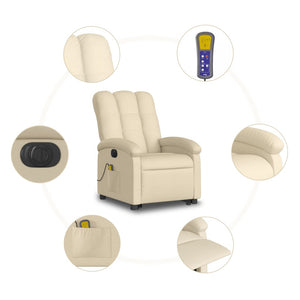 vidaXL Electric Stand up Massage Recliner Chair Cream Fabric-5