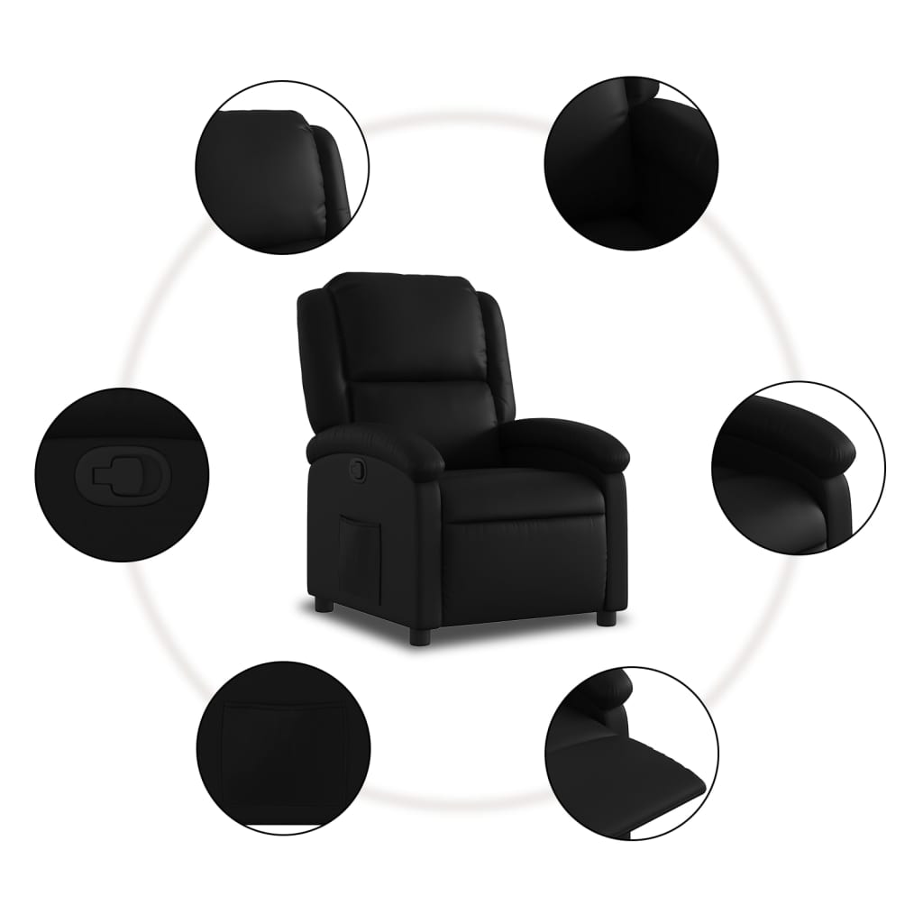 vidaXL Recliner Chair Black Faux Leather-3