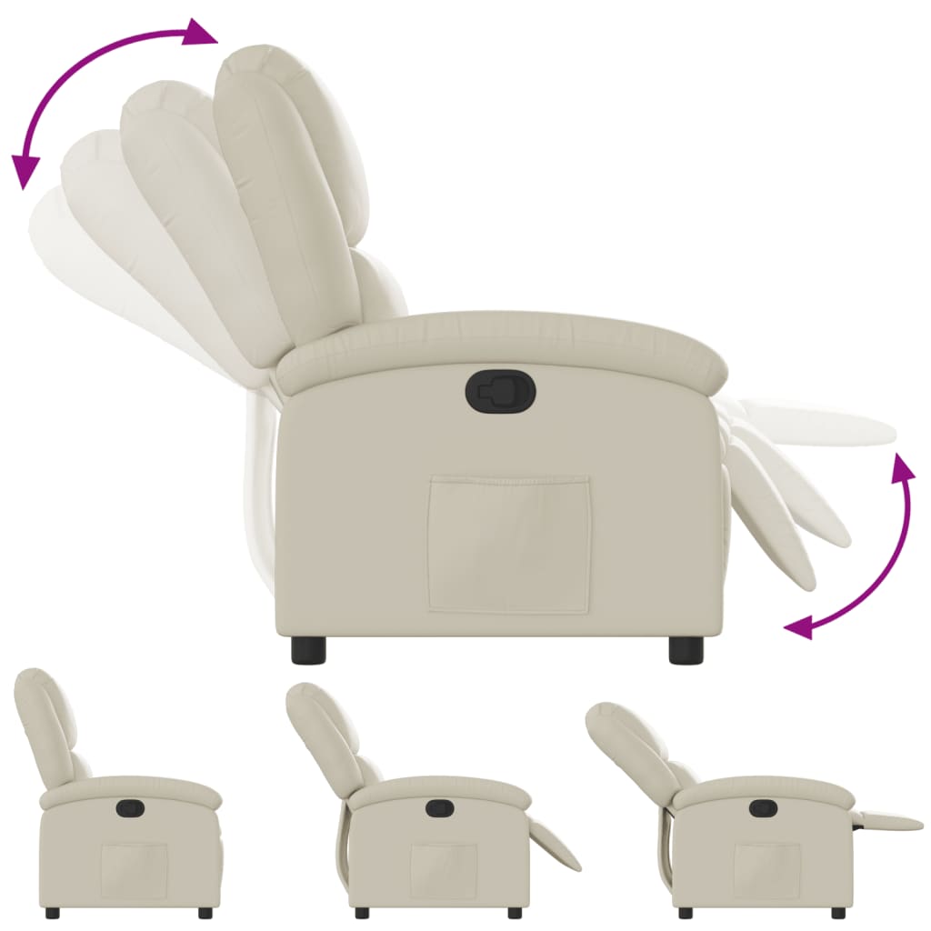 vidaXL Recliner Chair Cream Faux Leather-2