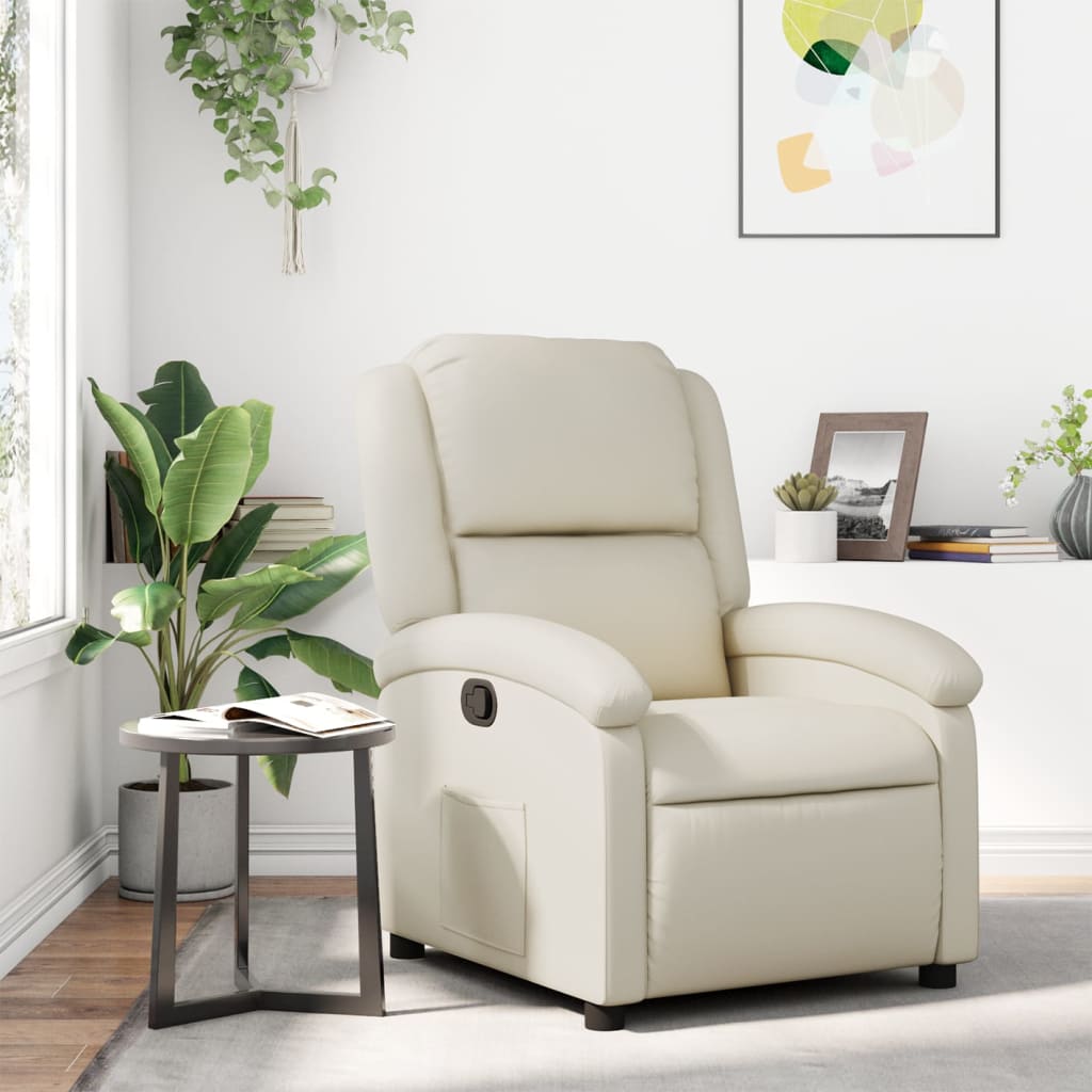 vidaXL Recliner Chair Cream Faux Leather-0