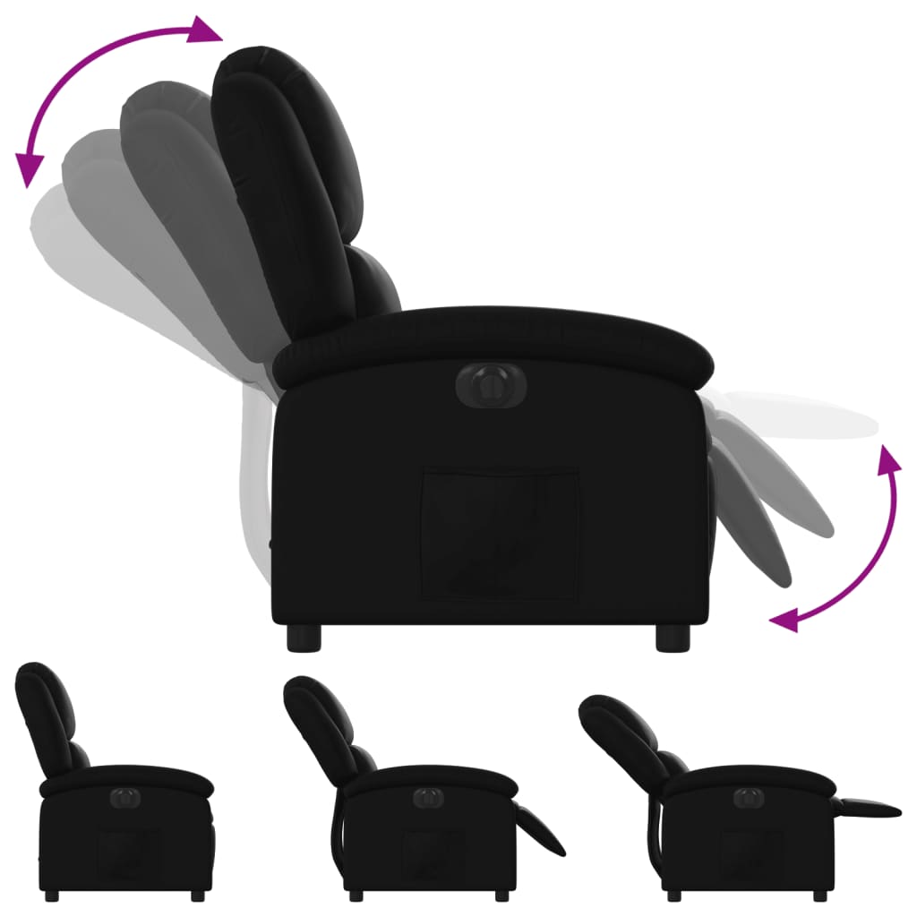 vidaXL Electric Recliner Chair Black Faux Leather-4