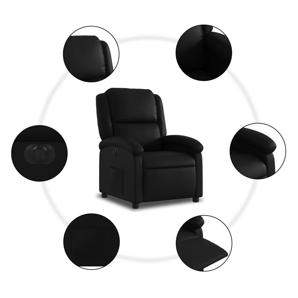 vidaXL Electric Recliner Chair Black Faux Leather-5