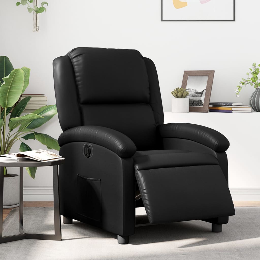 vidaXL Electric Recliner Chair Black Faux Leather-0