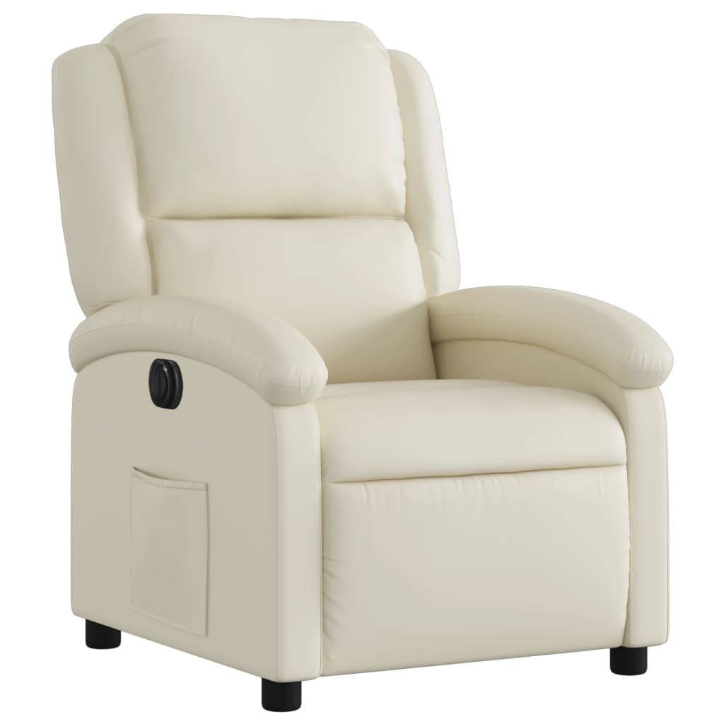 vidaXL Electric Recliner Chair Cream Faux Leather-1