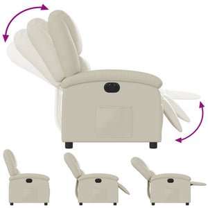 vidaXL Electric Recliner Chair Cream Faux Leather-4