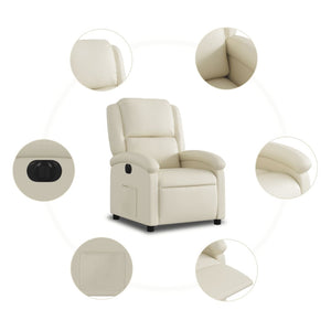 vidaXL Electric Recliner Chair Cream Faux Leather-5