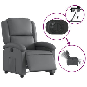 vidaXL Electric Recliner Chair Gray Faux Leather-3