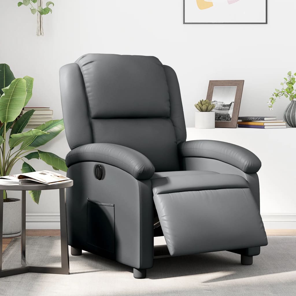 vidaXL Electric Recliner Chair Gray Faux Leather-0