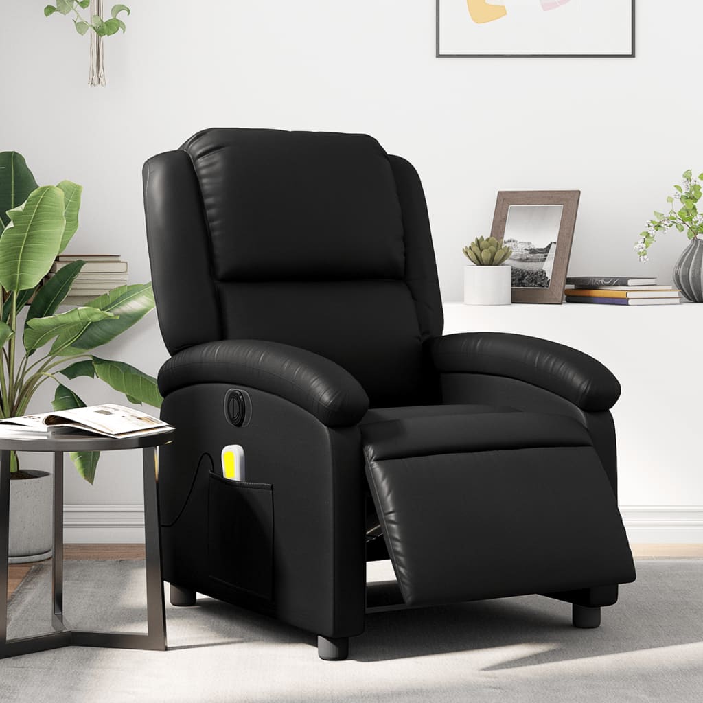 vidaXL Electric Massage Recliner Chair Black Faux Leather-0