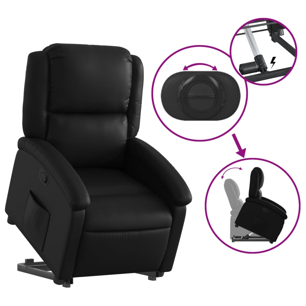 vidaXL Stand up Recliner Chair Black Faux Leather-3