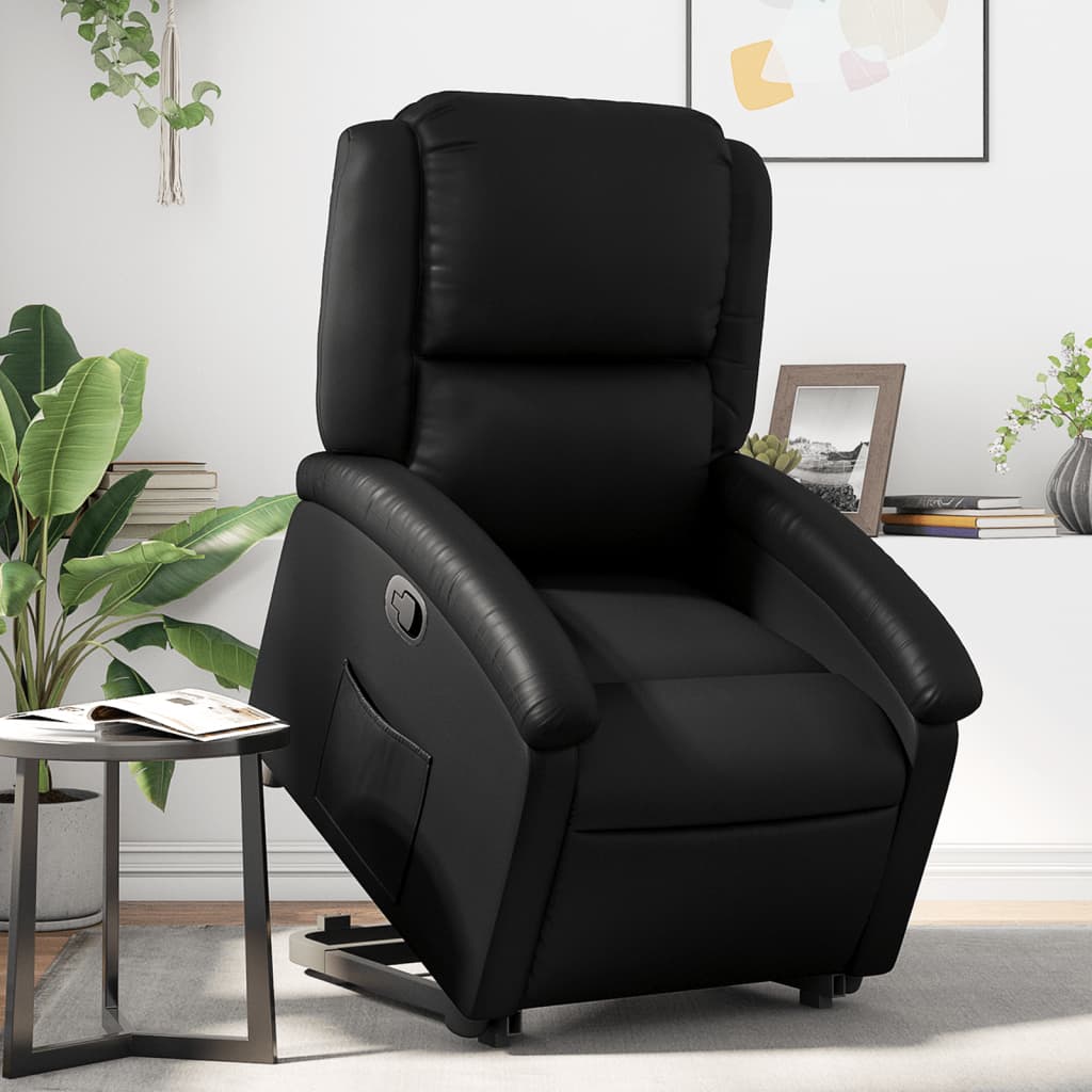 vidaXL Stand up Recliner Chair Black Faux Leather-0