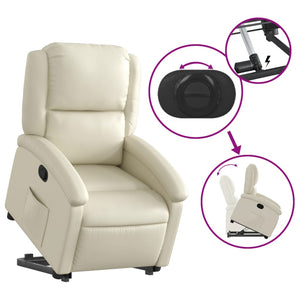 vidaXL Stand up Recliner Chair Cream Faux Leather-3