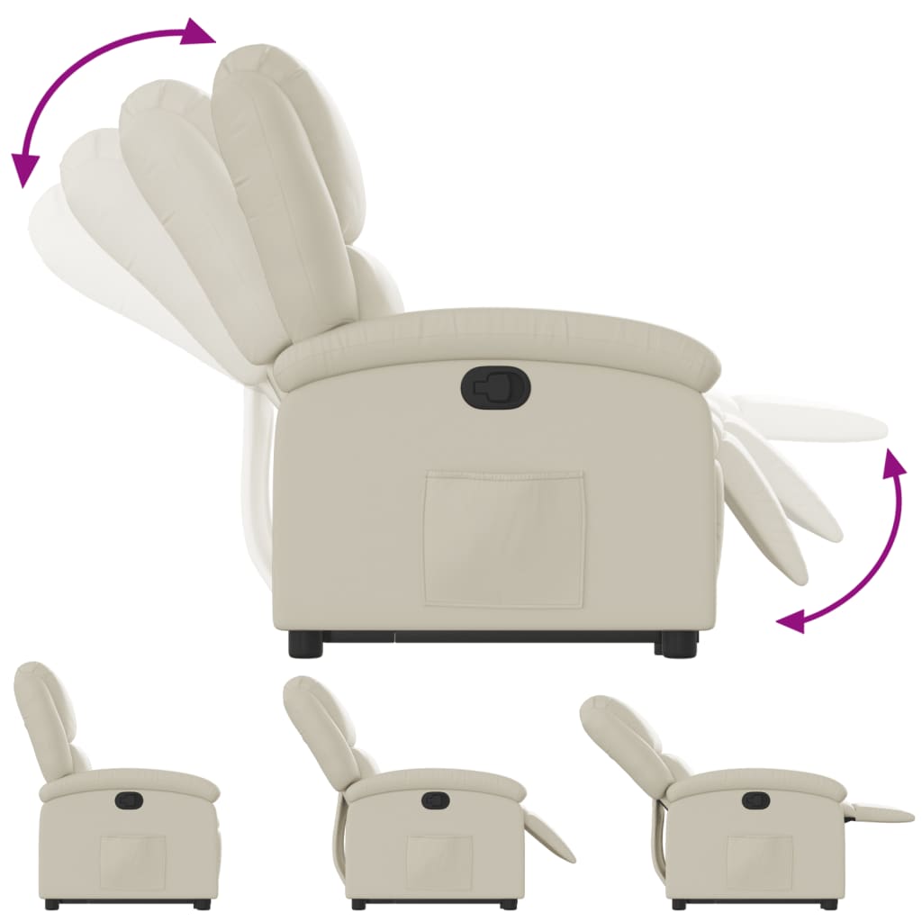 vidaXL Stand up Recliner Chair Cream Faux Leather-4