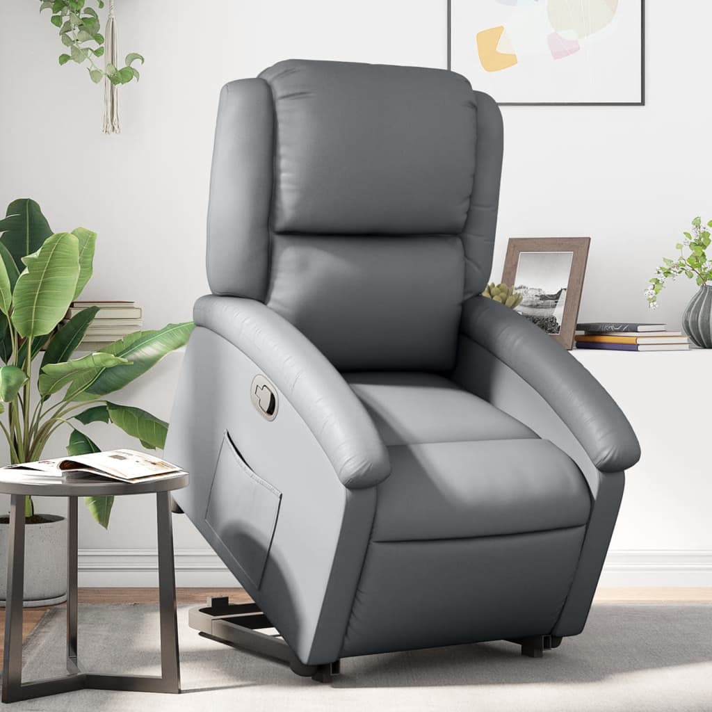 vidaXL Stand up Recliner Chair Gray Faux Leather-0