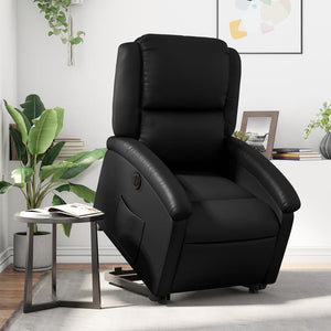 vidaXL Electric Stand up Recliner Chair Black Faux Leather-0