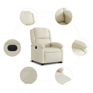 vidaXL Electric Stand up Recliner Chair Cream Faux Leather-5