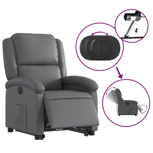 vidaXL Electric Stand up Recliner Chair Gray Faux Leather-3