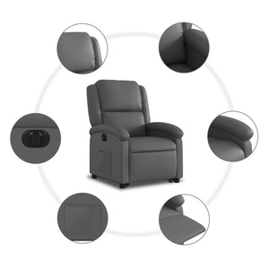 vidaXL Electric Stand up Recliner Chair Gray Faux Leather-5