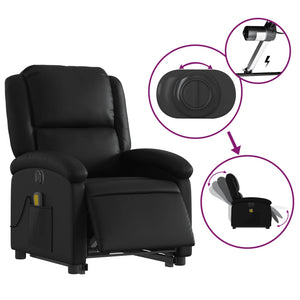 vidaXL Electric Stand up Massage Recliner Chair Black Faux Leather-3