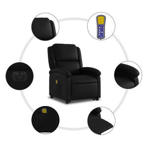 vidaXL Electric Stand up Massage Recliner Chair Black Faux Leather-5