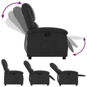 vidaXL Recliner Chair Black Real Leather-2