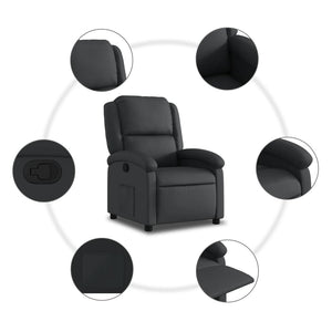 vidaXL Recliner Chair Black Real Leather-3