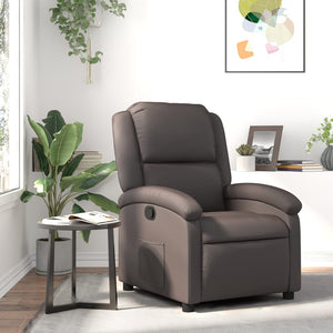 vidaXL Recliner Chair Dark Brown Real Leather-0