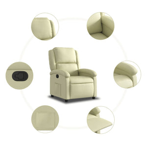 vidaXL Recliner Chair Cream Real Leather-3